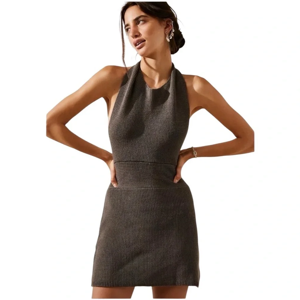 Free People Beach Convertible Low Back Ribbed Sweater Dress Size L - Picture 7 of 7